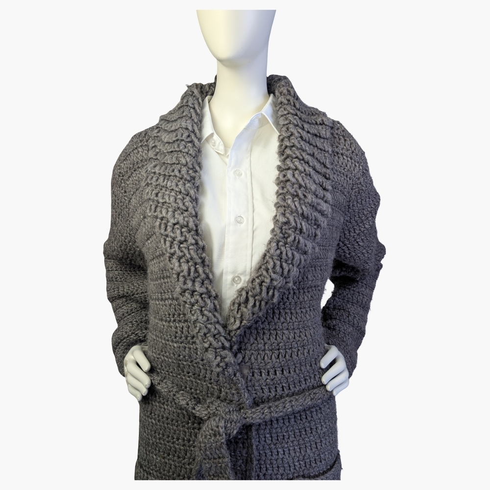 TRULY By Part Two Wool Blend Chunky Cardigan With Tie Front Belt | Size Medium - Picture 4 of 9